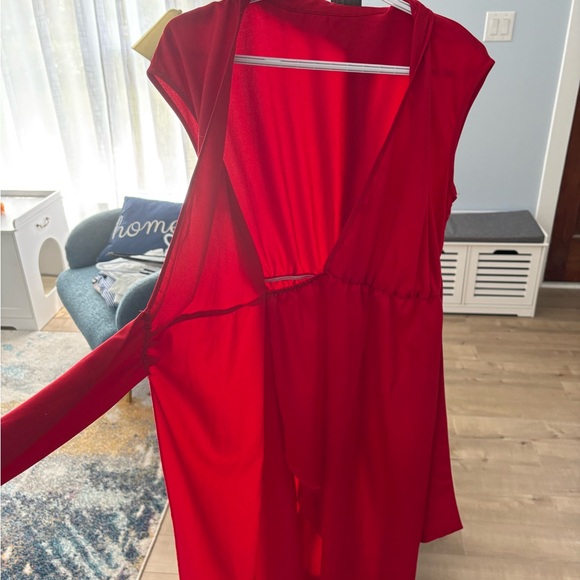 SHEIN Red Sheath Midi Dress with Notched Collar - Picture 4 of 4